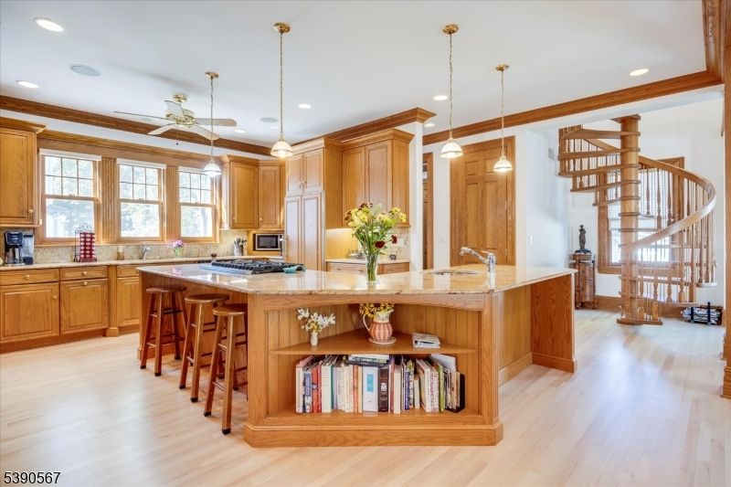 Interior, Kitchen, Pendant Lights, Recessed Lighting, Wood Texture Flooring