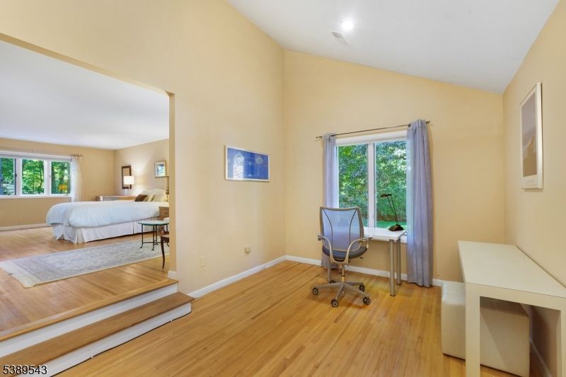 Bedroom, Home Office, Interior, Recessed Lighting, Wood Texture Flooring