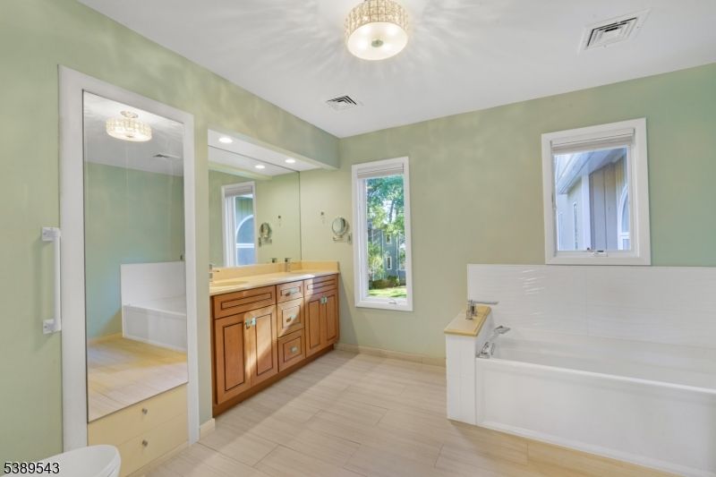Bathroom, Interior, Recessed Lighting, Wood Texture Flooring