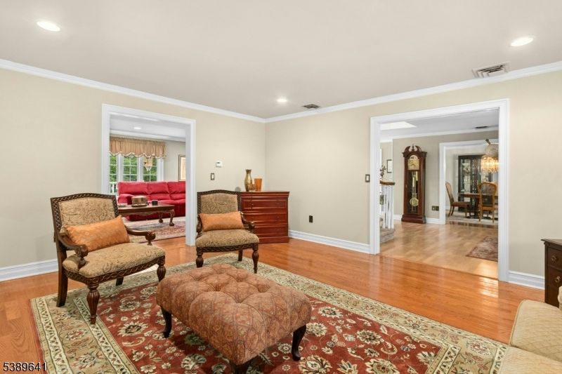 Dining room, Interior, Living room, Recessed Lighting, Wood Texture Flooring