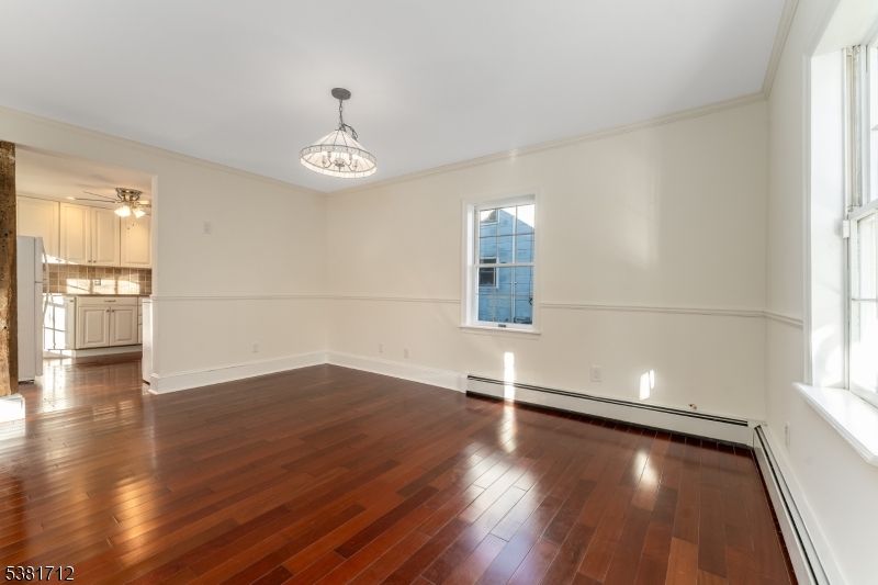 Empty room, Interior, Kitchen, Pendant Lights, Wood Texture Flooring