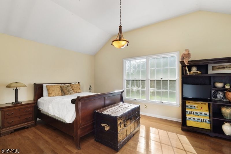 Bedroom, Interior, Pendant Lights, Wood Texture Flooring