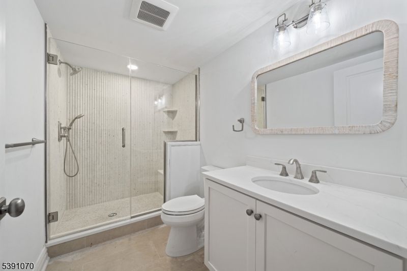 Bathroom, Glass Shower, Interior, Recessed Lighting