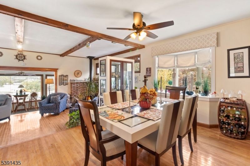 Dining room, Interior, Living room, Wooden Beams, Wood Texture Flooring