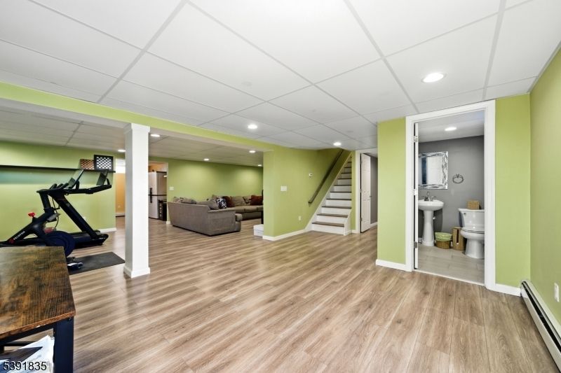 Bathroom, Fitness Equipment, Interior, Recessed Lighting, Wood Texture Flooring