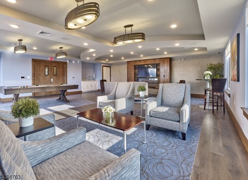 Billiard Table, Game Room, Interior, Living room, Recessed Lighting, Wood Texture Flooring