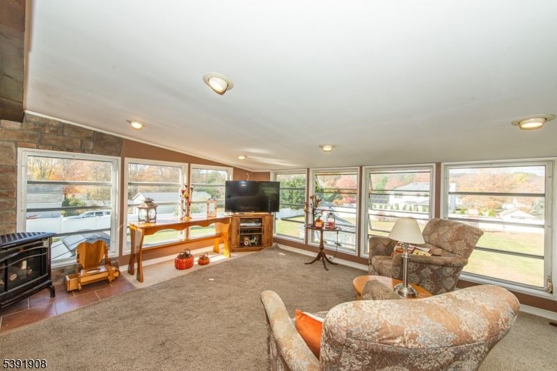 Fireplace, Interior, Living room, Recessed Lighting, Sun Room