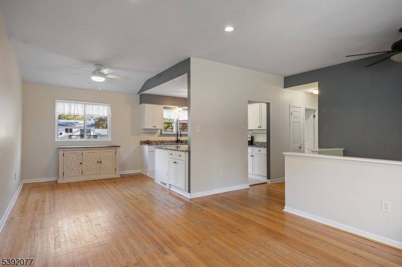 Empty room, Interior, Kitchen, Recessed Lighting, Wood Texture Flooring