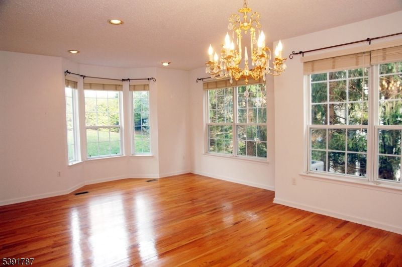 Chandelier, Empty room, Interior, Recessed Lighting, Wood Texture Flooring