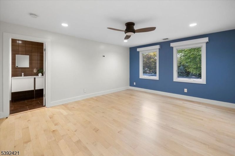 Bathroom, Empty room, Interior, Recessed Lighting, Wood Texture Flooring