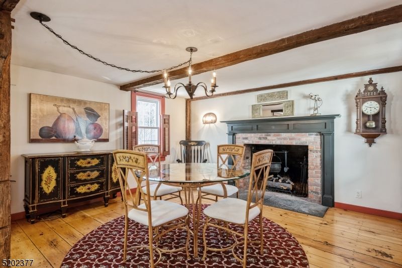 Chandelier, Dining room, Fireplace, Interior, Wood Texture Flooring