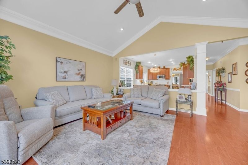 Interior, Kitchen, Living room, Pendant Lights, Recessed Lighting, Stainless Steel Appliances, Wood Texture Flooring