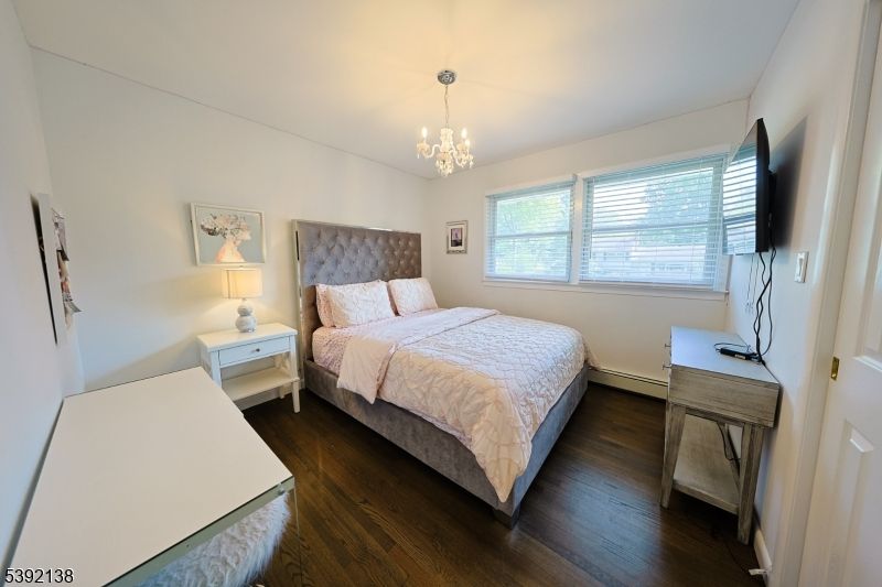 Bedroom, Chandelier, Interior, Pendant Lights, Wood Texture Flooring