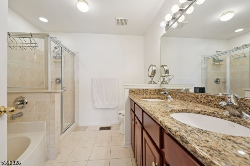 Bathroom, Dual Sink Vanities, Glass Shower, Interior, Recessed Lighting
