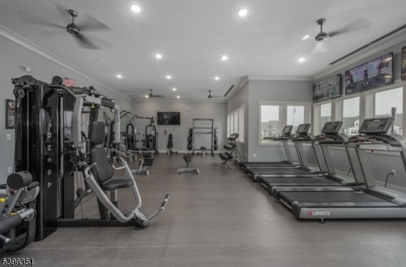 Fitness Equipment, Gym, Interior, Recessed Lighting