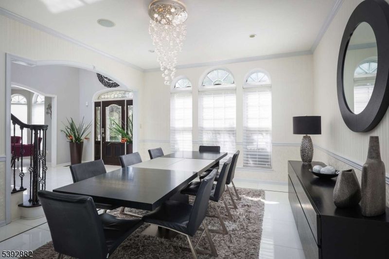 Chandelier, Dining room, Interior, Recessed Lighting