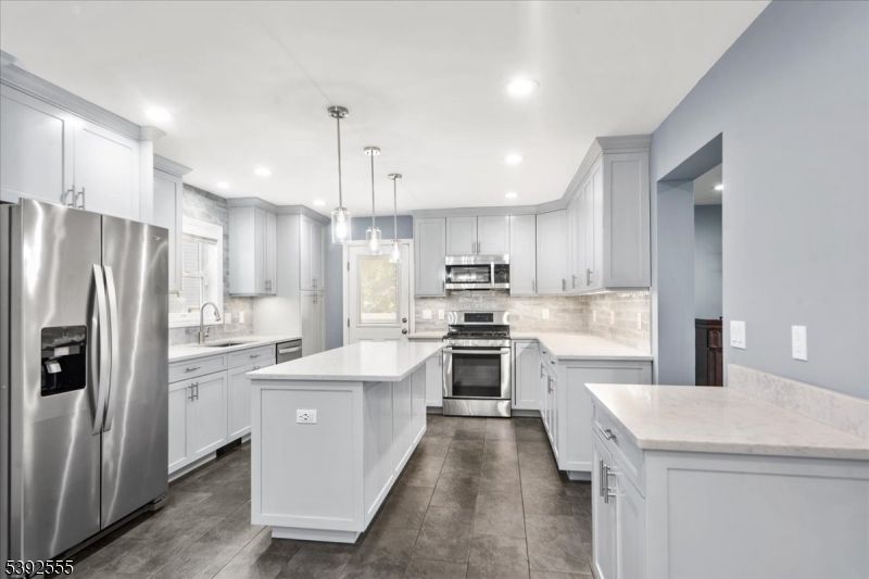 Interior, Kitchen, Pendant Lights, Recessed Lighting, Stainless Steel Appliances
