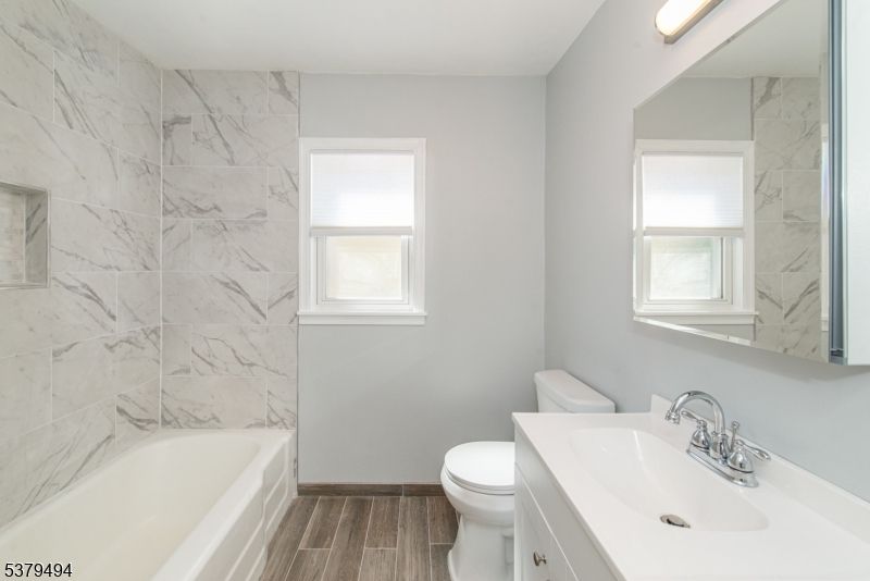 Bathroom, Interior, Marble Walls, Wood Texture Flooring