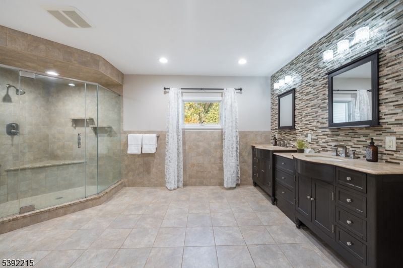Bathroom, Dual Sink Vanities, Glass Shower, Interior, Recessed Lighting