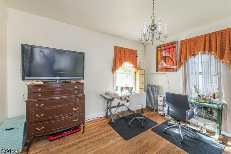 Chandelier, Home Office, Interior, Wood Texture Flooring