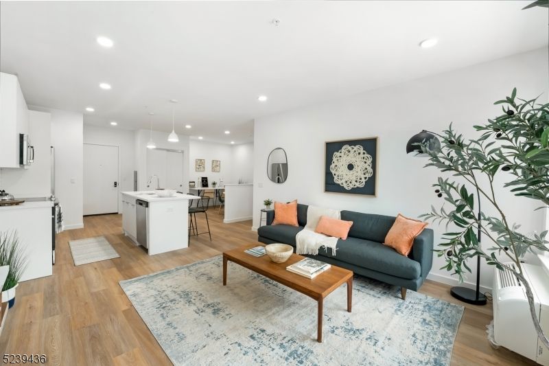 Interior, Kitchen, Living room, Pendant Lights, Recessed Lighting, Wood Texture Flooring