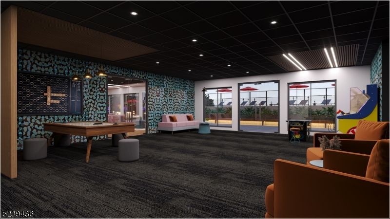 Billiard Table, Game Room, Interior, Pendant Lights, Recessed Lighting