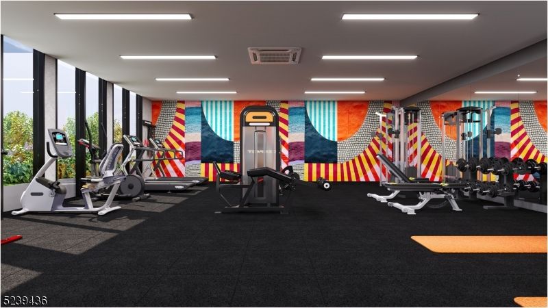 Fitness Equipment, Gym, Interior, Recessed Lighting