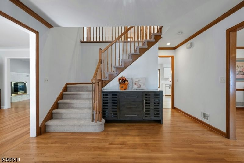 Fireplace, Interior, Recessed Lighting, Wood Texture Flooring