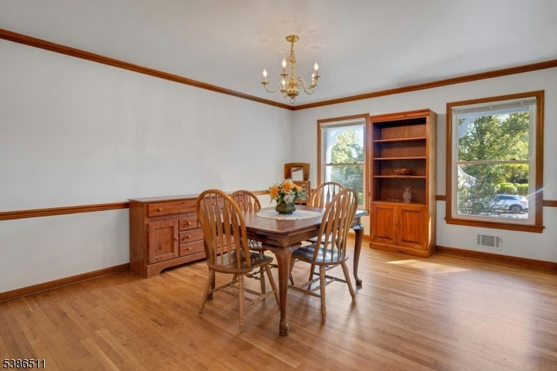 Chandelier, Dining room, Interior, Wood Texture Flooring