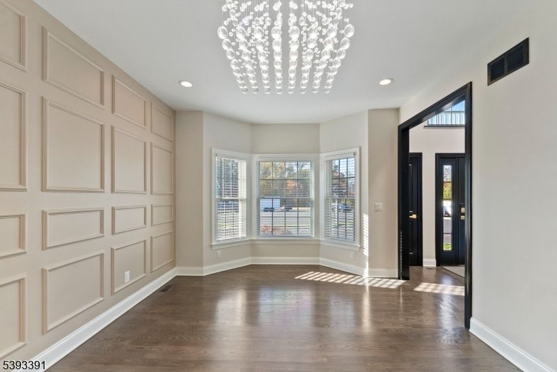 Empty room, Interior, Pendant Lights, Recessed Lighting, Wood Texture Flooring