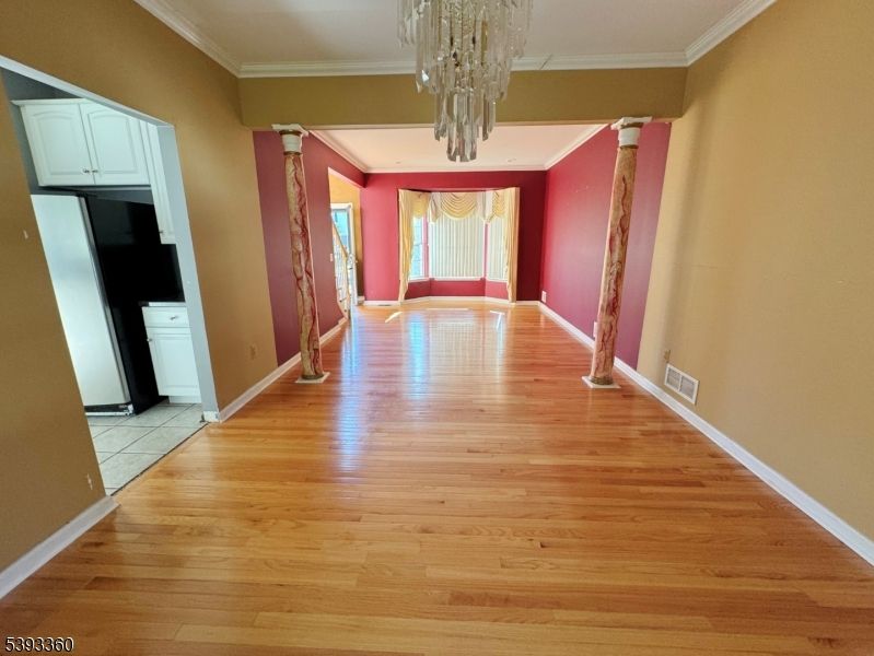 Chandelier, Empty room, Interior, Wood Texture Flooring
