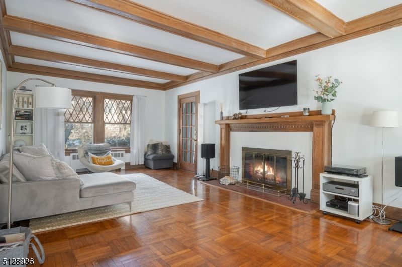 Fireplace, Interior, Living room, Wooden Beams, Wood Texture Flooring