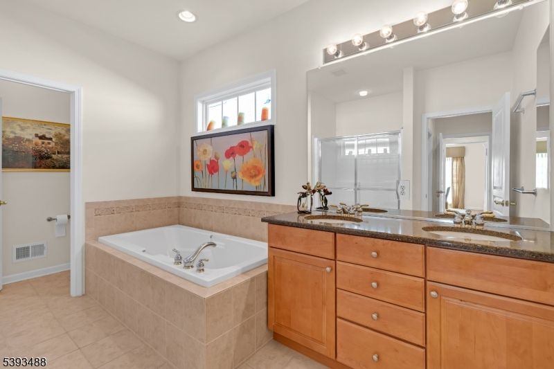 Bathroom, Dual Sink Vanities, Glass Shower, Interior, Recessed Lighting