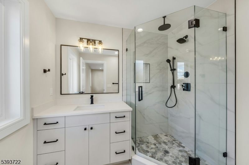 Bathroom, Glass Shower, Interior, Marble Walls