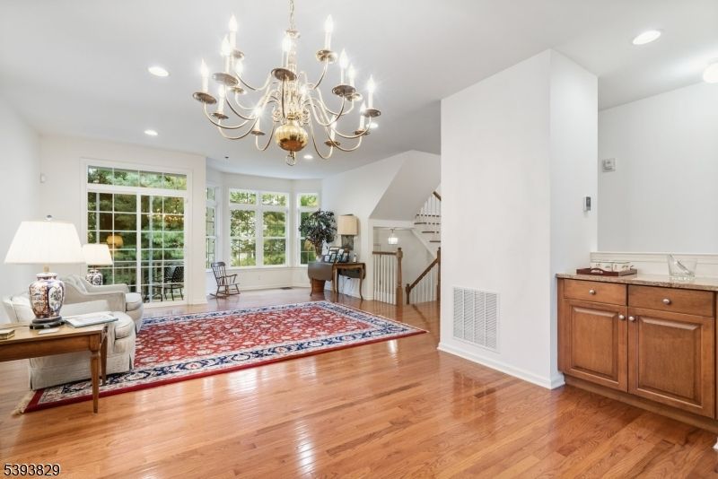 Chandelier, Interior, Recessed Lighting, Wood Texture Flooring