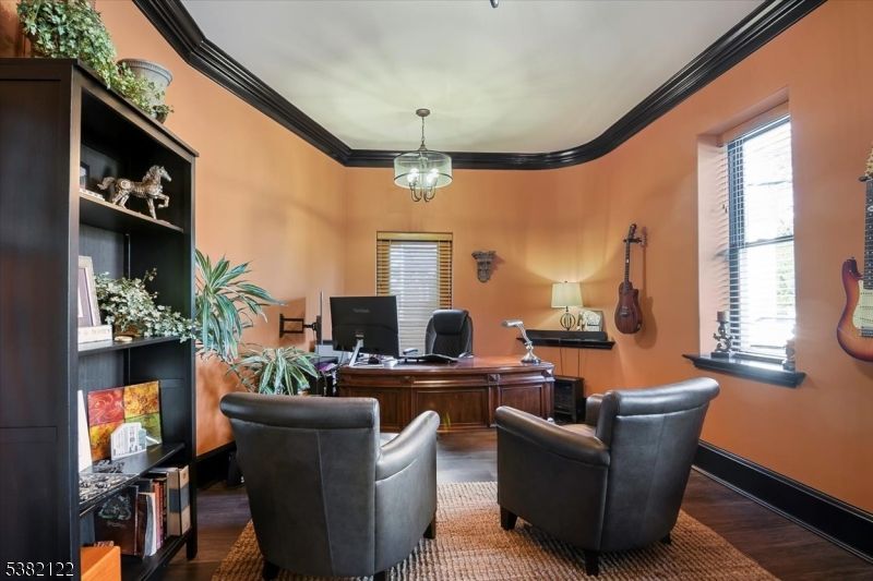 Home Office, Interior, Pendant Lights, Wood Texture Flooring