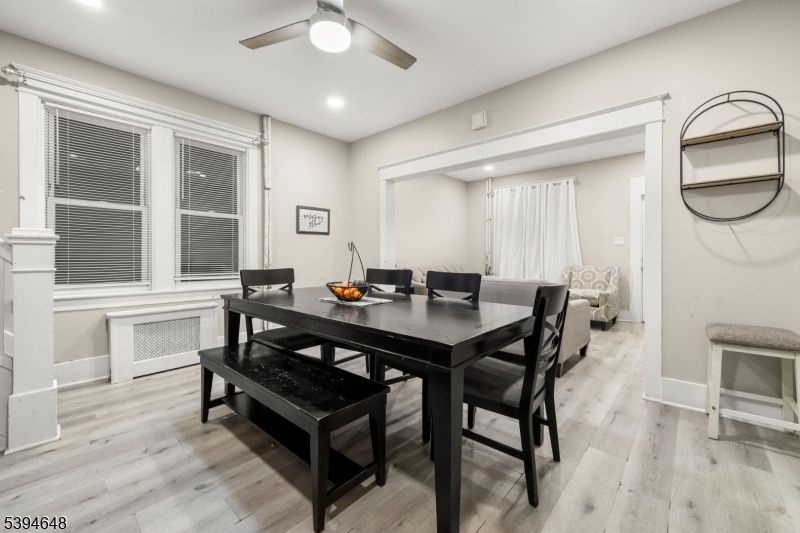 Dining room, Interior, Recessed Lighting, Wood Texture Flooring