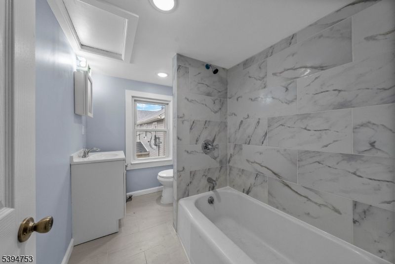 Bathroom, Interior, Marble Walls, Recessed Lighting