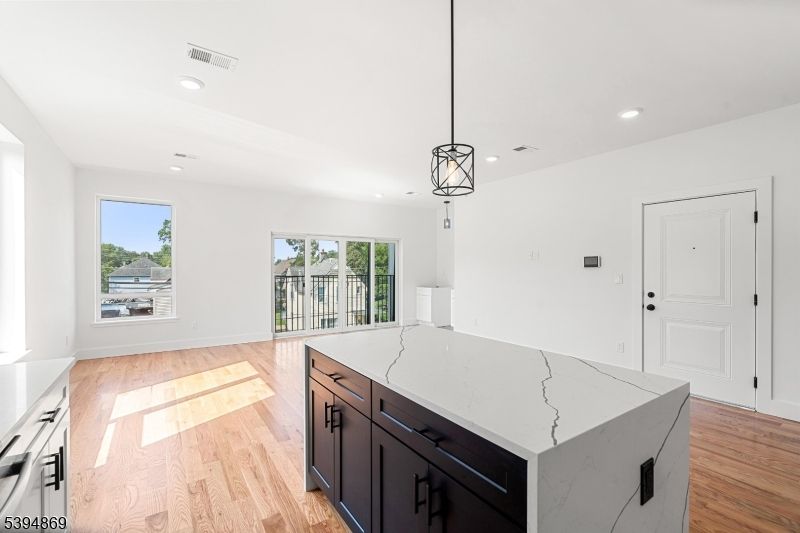 Interior, Kitchen, Pendant Lights, Recessed Lighting, Wood Texture Flooring