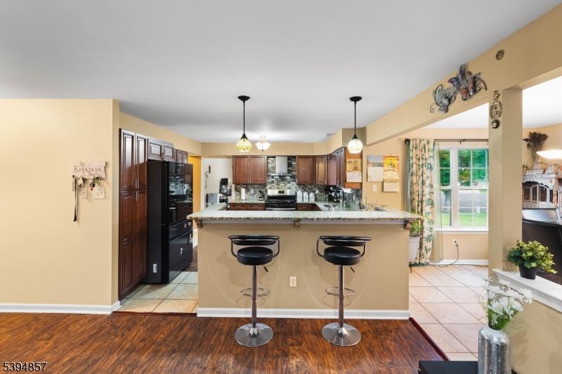 Interior, Kitchen, Pendant Lights, Wood Texture Flooring