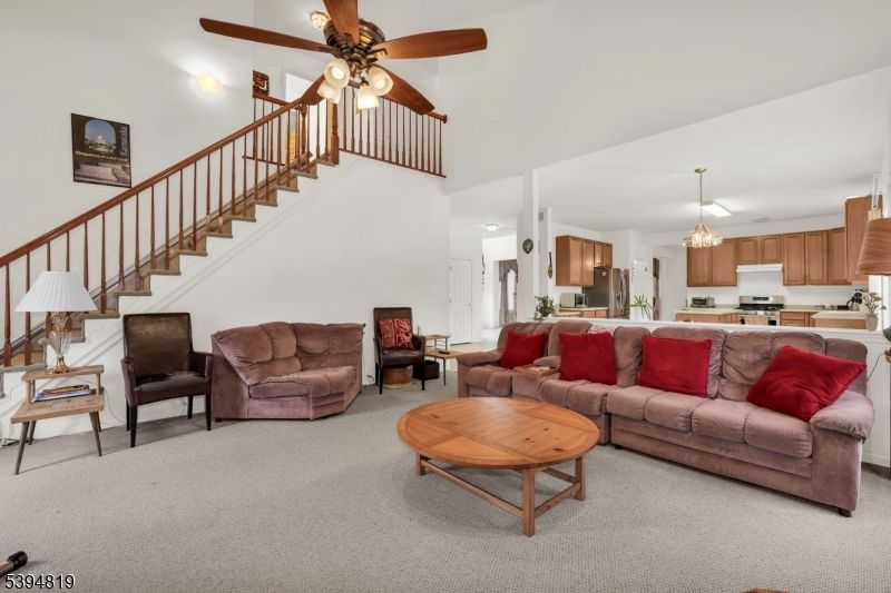 Chandelier, Dining room, Interior, Kitchen, Living room, Pendant Lights, Recessed Lighting, Stainless Steel Appliances