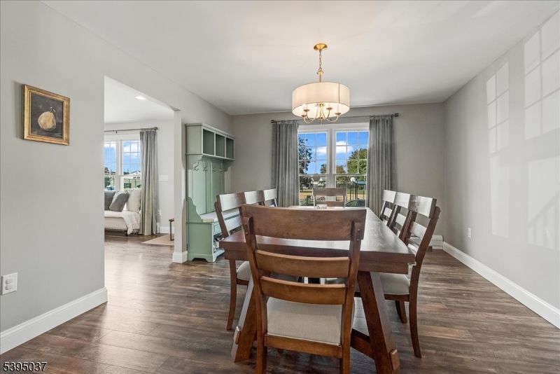 Chandelier, Dining room, Interior, Wood Texture Flooring
