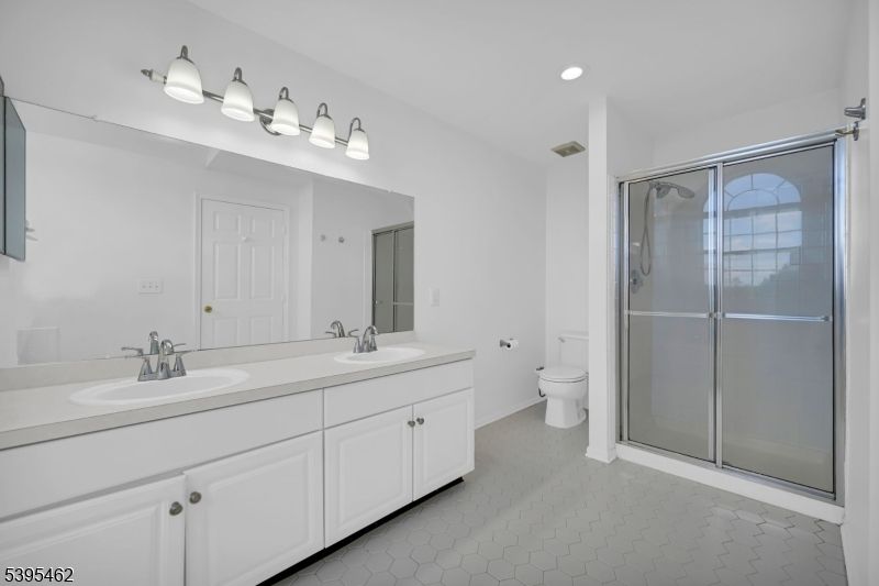 Bathroom, Dual Sink Vanities, Glass Shower, Interior, Recessed Lighting