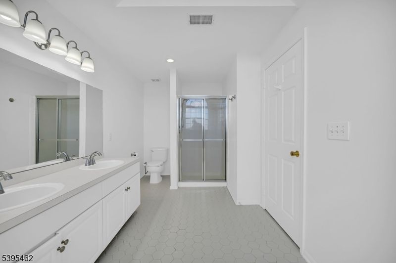 Bathroom, Dual Sink Vanities, Glass Shower, Interior, Recessed Lighting