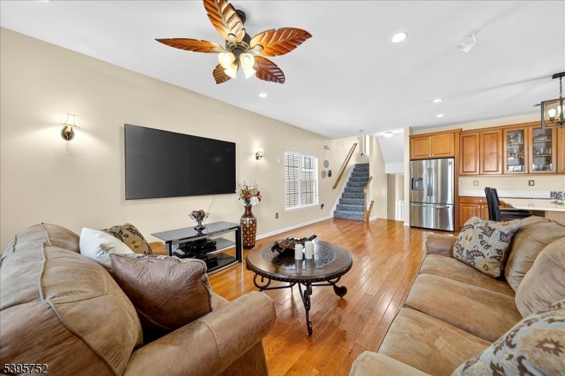 Interior, Kitchen, Living room, Pendant Lights, Recessed Lighting, Stainless Steel Appliances, Wood Texture Flooring