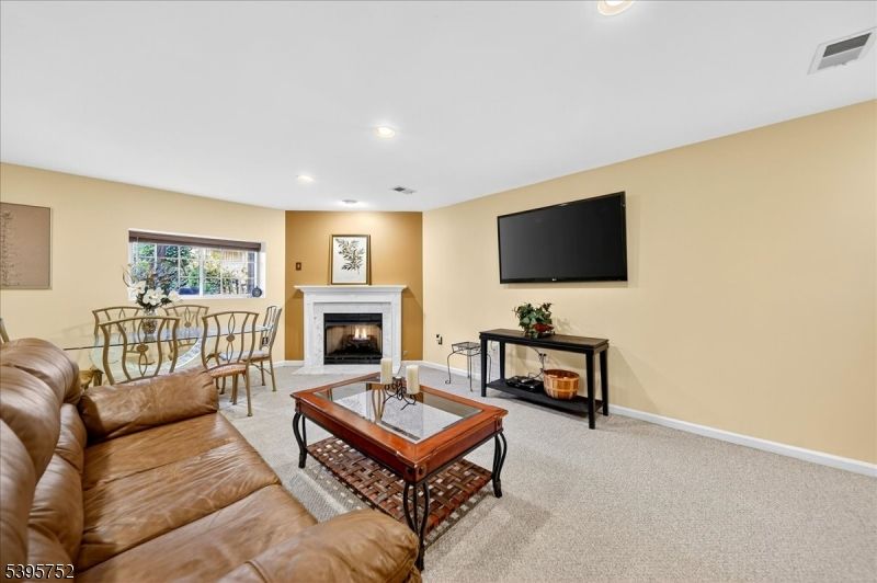 Dining room, Fireplace, Interior, Living room, Recessed Lighting