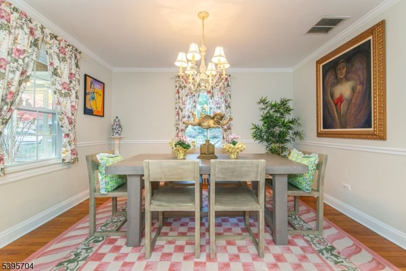 Chandelier, Dining room, Interior, Wood Texture Flooring