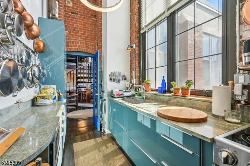 Interior, Kitchen, Stone Walls, Wood Texture Flooring