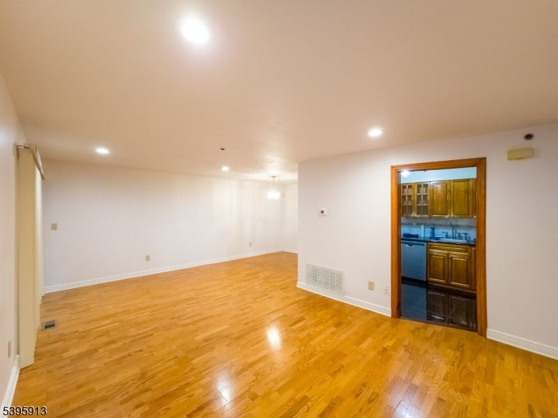 Empty room, Interior, Kitchen, Recessed Lighting, Wood Texture Flooring
