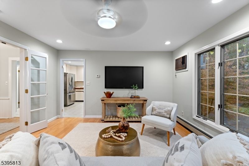 Interior, Kitchen, Living room, Recessed Lighting, Stainless Steel Appliances, Wood Texture Flooring